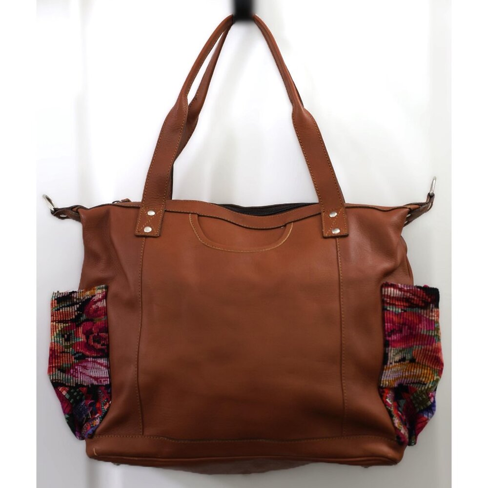 Guatemalan Convertible Bag | 100% Full-Grain Leather Vintage Huipil | Unique Bag